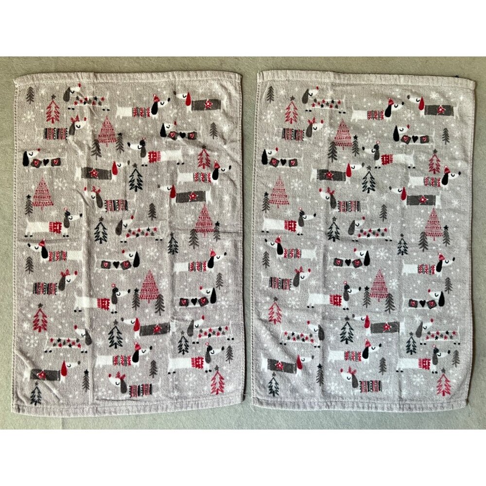 Humane Society Cotton & Rayon Kitchen Towels set of 3 With Holiday Dachsund Dogs - Picture 7 of 11